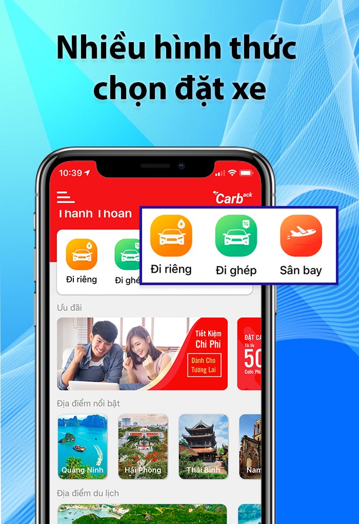 T&ugrave;y chọn đặt xe theo &yacute; muốn