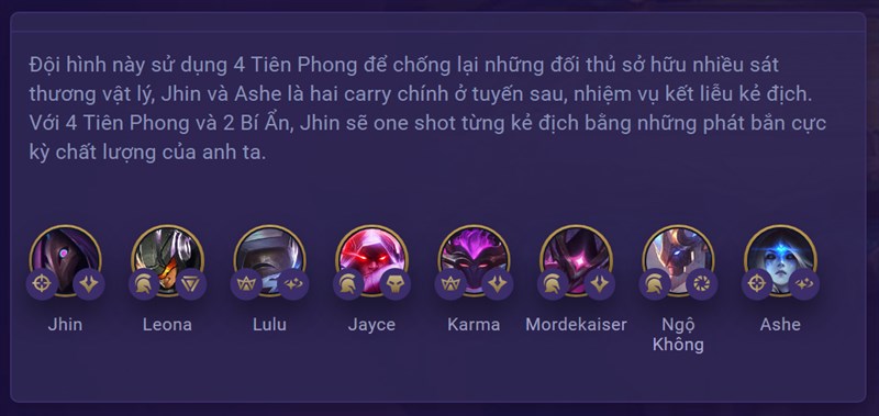 Sức mạnh đội hình Jhin Tiên Phong