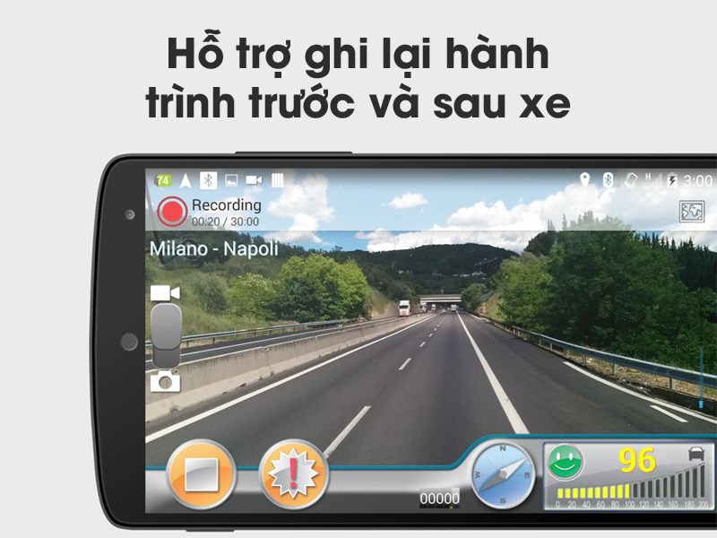 Hỗ trợ ghi lại h&igrave;nh ảnh Camera h&agrave;nh tr&igrave;nh trước v&agrave; sau xe