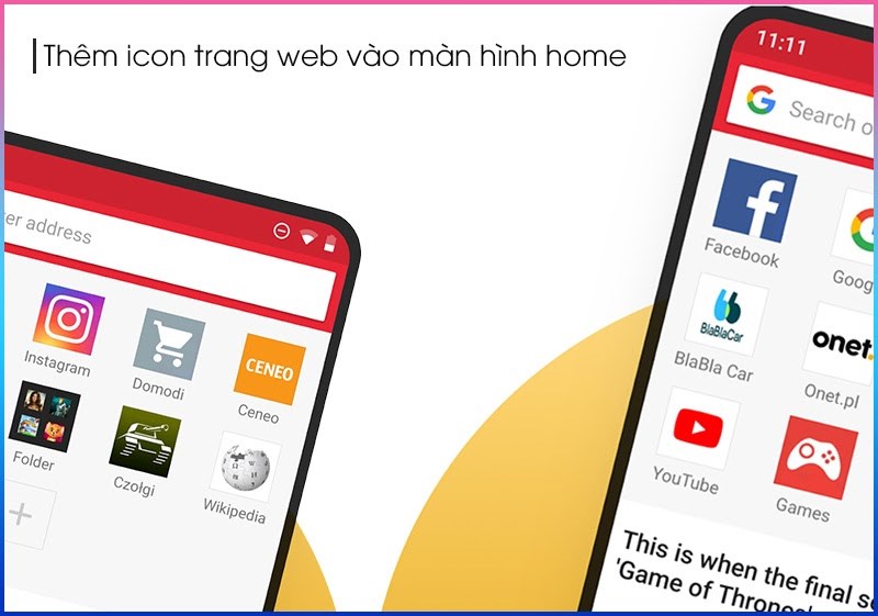 Th&ecirc;m ph&iacute;m tắt c&aacute;c trang web v&agrave;o m&agrave;n h&igrave;nh home