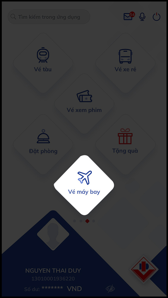 Tìm và chọn mục vé máy bay