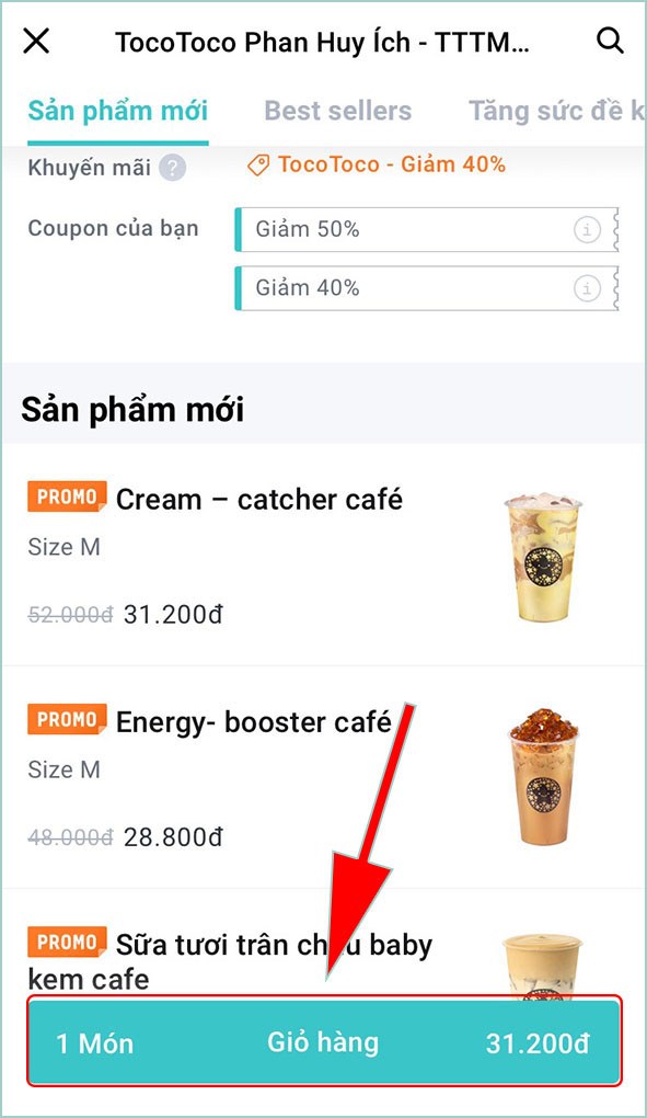 Truy cập vào giỏ hàng để đặt hàng