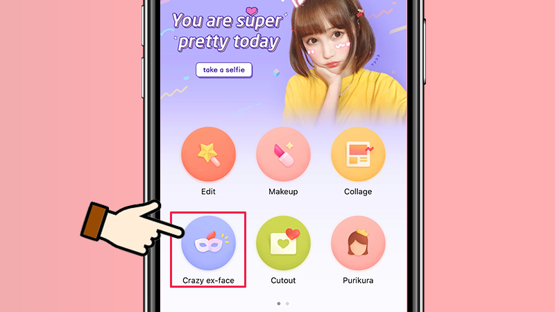 Chọn mục Crazy ex-face