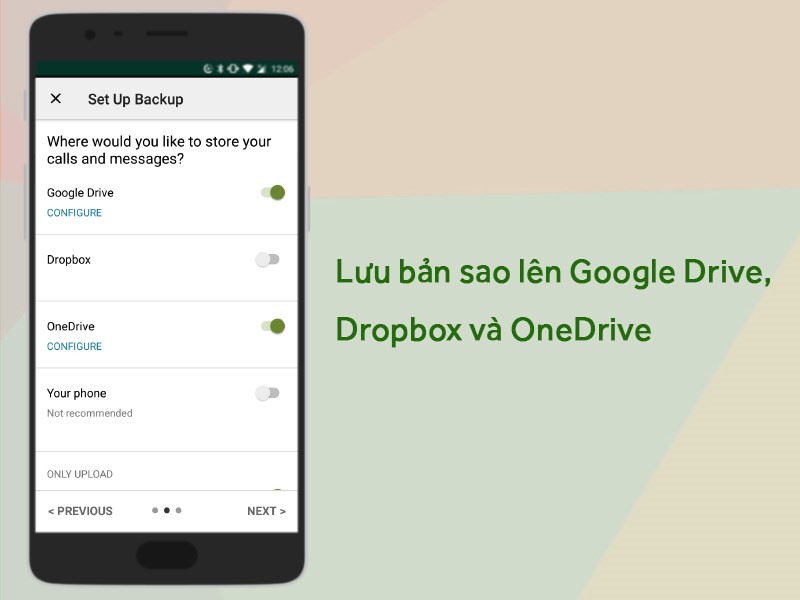 Lưu trữ bản sao lưu lên Google Drive, Dropbox, OneDrive