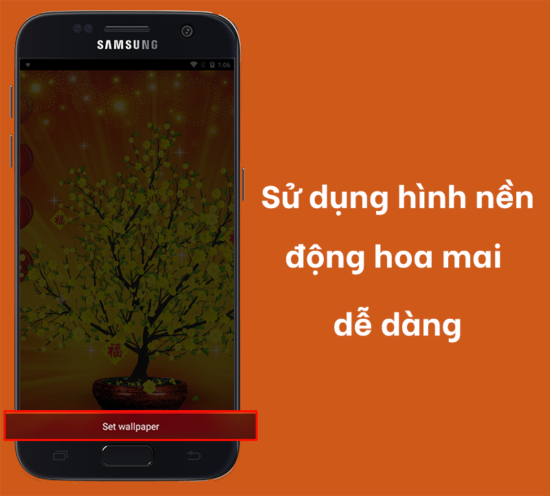 sử dụng h&igrave;nh nền động hoa mai dễ d&agrave;ng