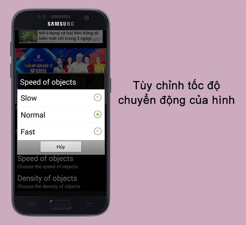 T&ugrave;y chỉnh tốc độ chuyển động của h&igrave;nh tr&ecirc;n ứng dụng Gi&aacute;ng sinh h&igrave;nh nền động