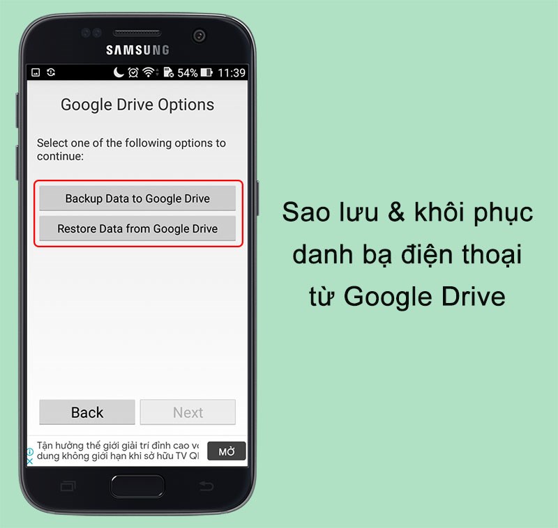 Sao lưu và khôi phục danh bạ điện thoại từ Google Drive