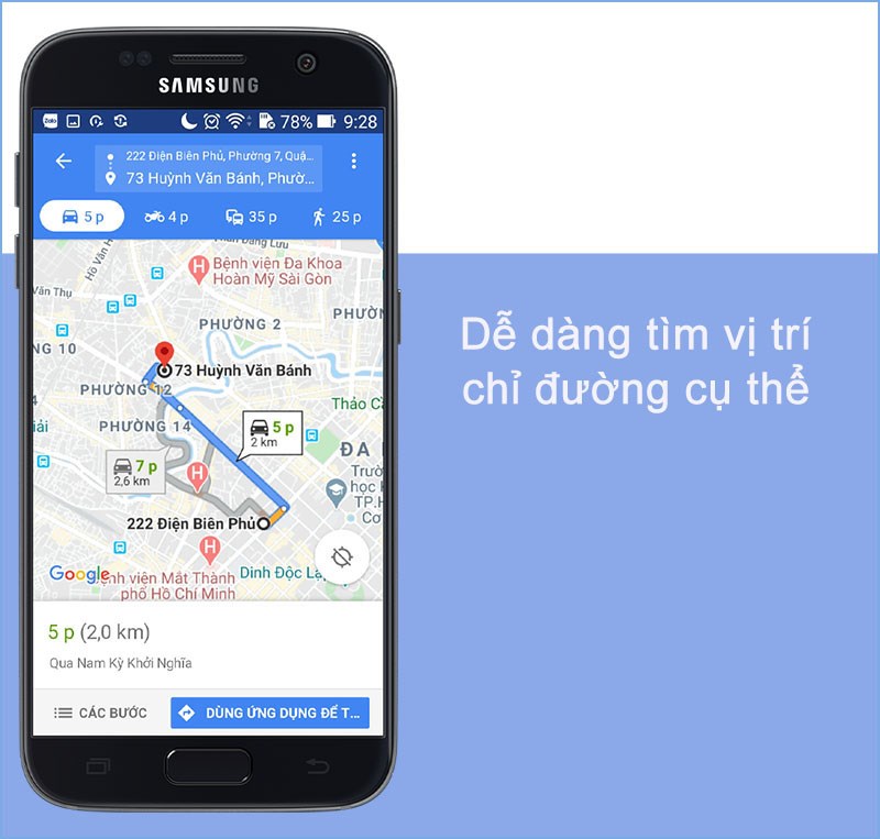 Tìm kiếm vị trí dễ dàng trên ứng dụng Google Maps Go