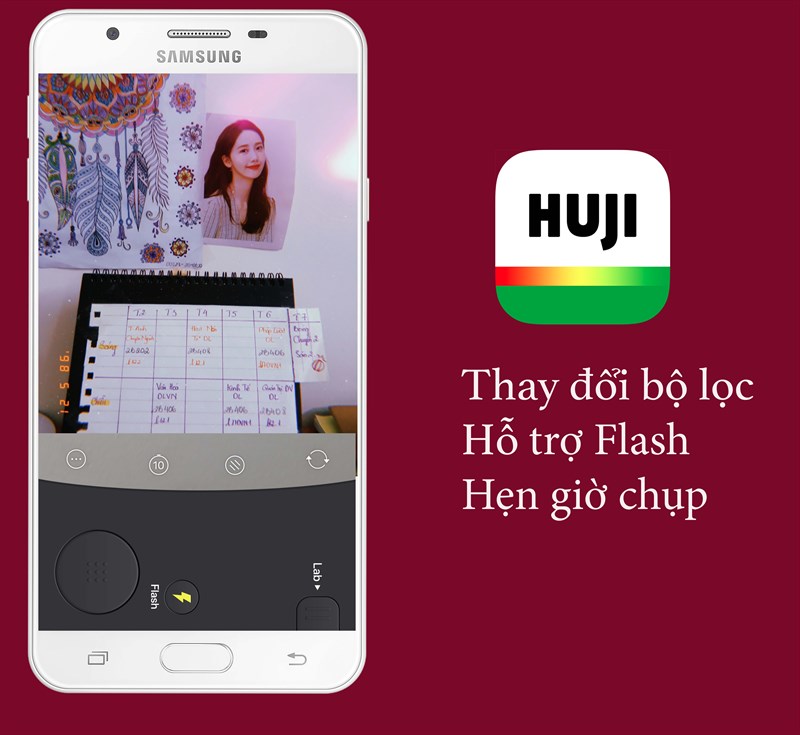 Thay đổi bộ lọc, hẹn giờ, hỗ trợ flash