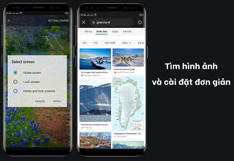 T&igrave;m h&igrave;nh nền v&agrave; c&agrave;i đặt ảnh nền đơn giản