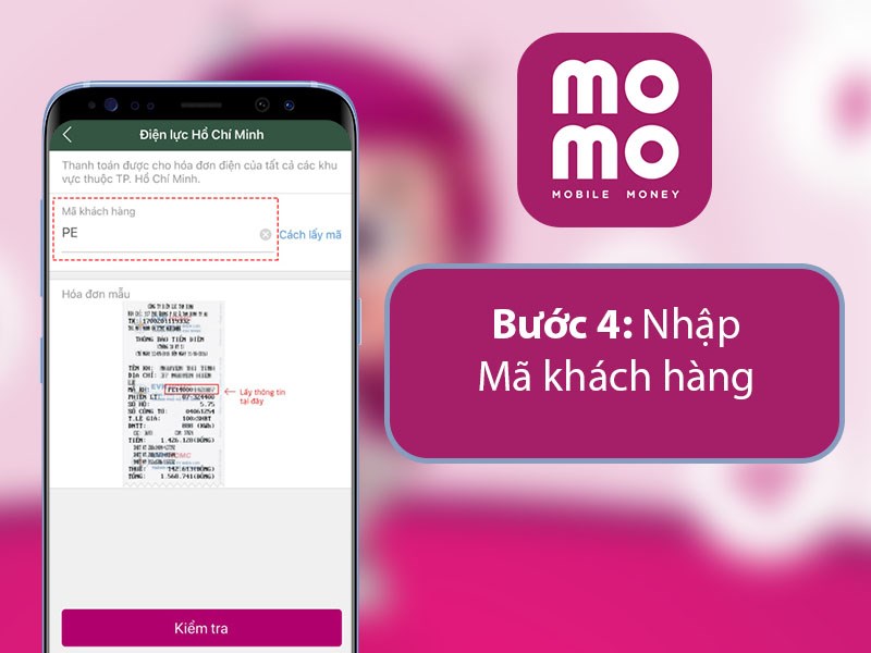 Nhập mã khách hàng, mã khách hàng được in trên hóa đơn tiền điện trước đó của bạn