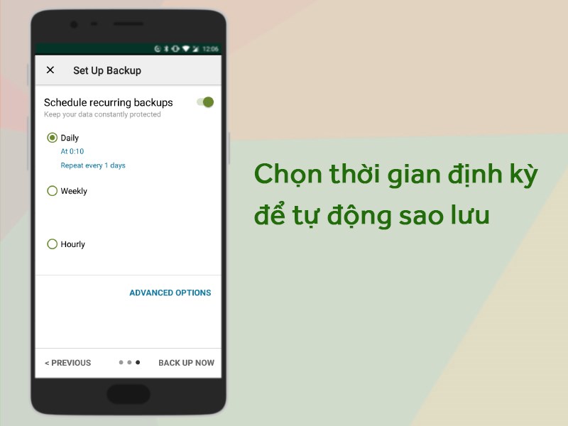 Cài đặt lịch định kỳ sao lưu