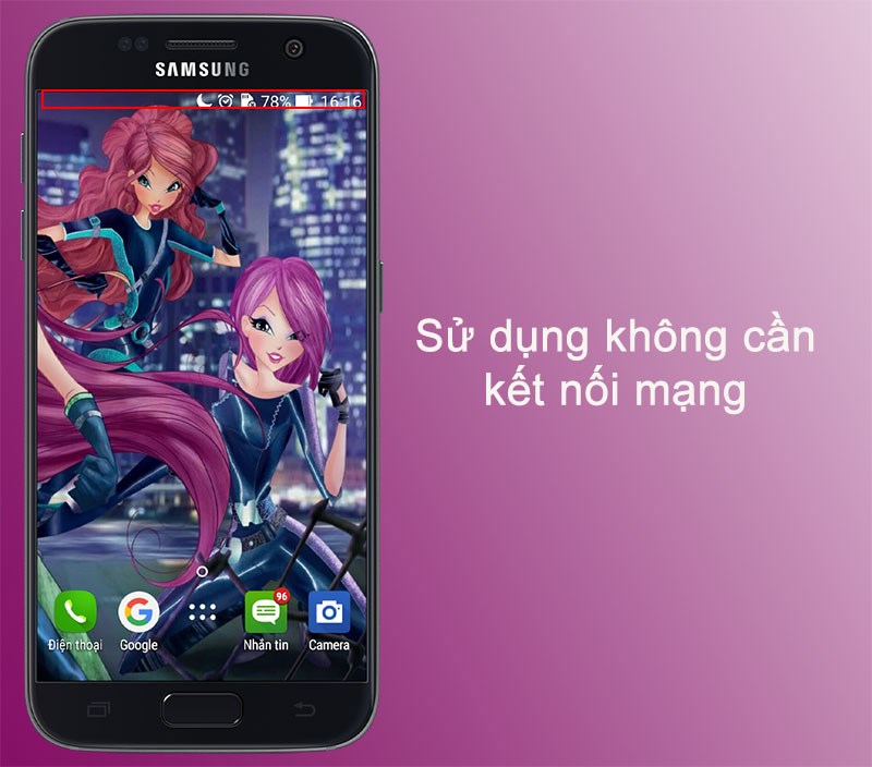 Kh&ocirc;ng cần kết nối mạng khi sử dụng ứng dụng Wallpaper WINX Club