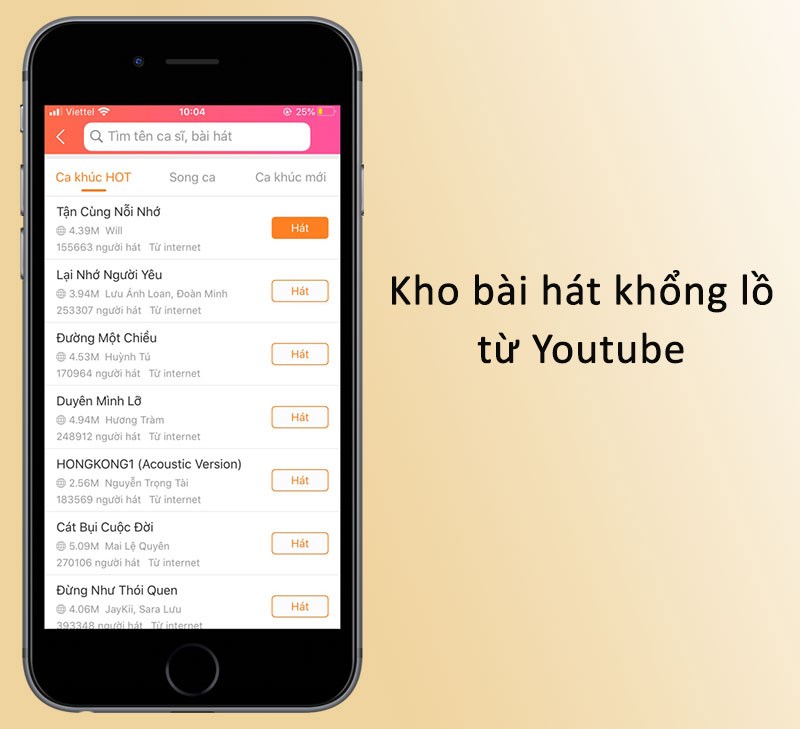 Kho b&agrave;i h&aacute;t khổng lồ từ Youtube tr&ecirc;n ứng dụng NowKara