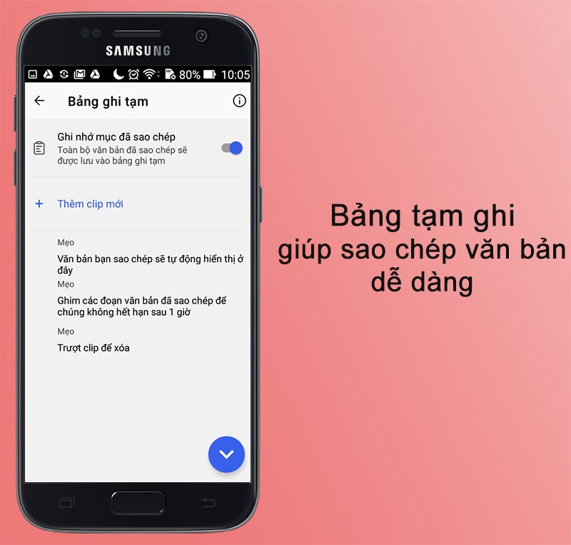 Bảng tạm ghi văn bản tr&ecirc;n ứng dụng SwiftKey Keyboard
