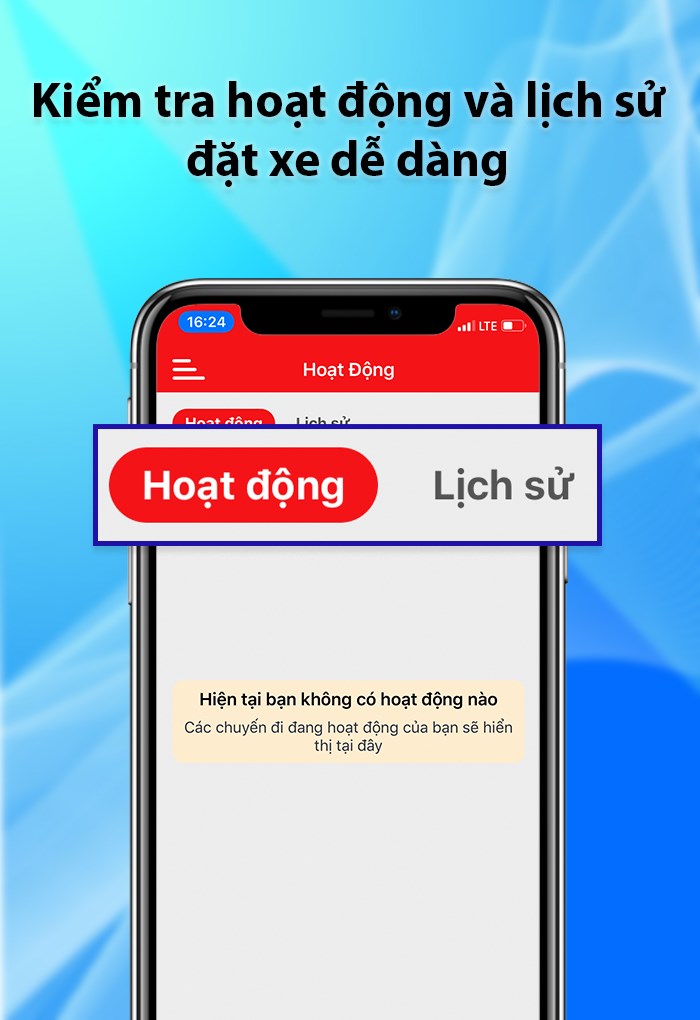 Quản l&yacute; lịch tr&igrave;nh chuyến đi ở mục chờ xe v&agrave; cuốc xe đ&atilde; ho&agrave;n th&agrave;nh