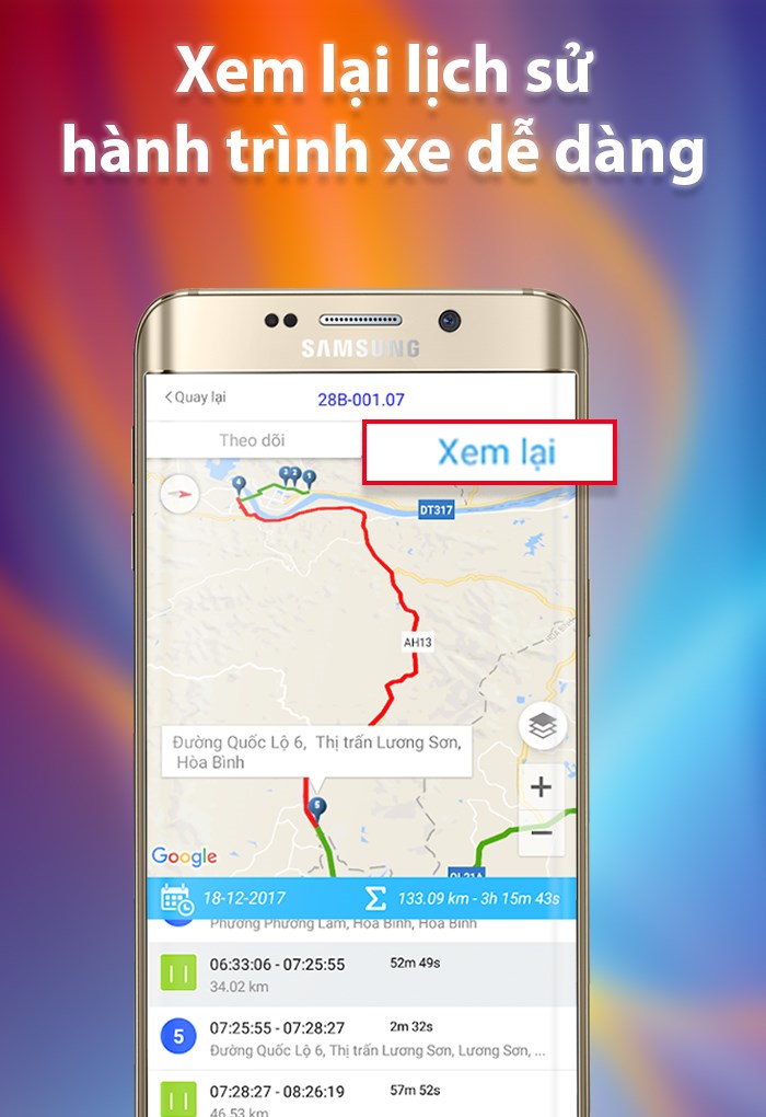 Dễ dàng xem lại lịch sử hành trình của xe