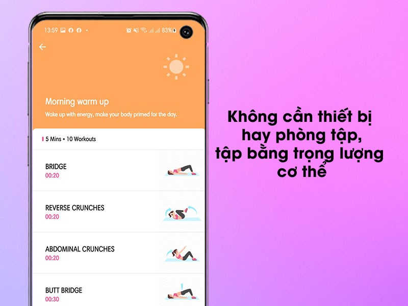 Không cần thiết bị hay phòng tập, tập bằng trọng lượng cơ thể