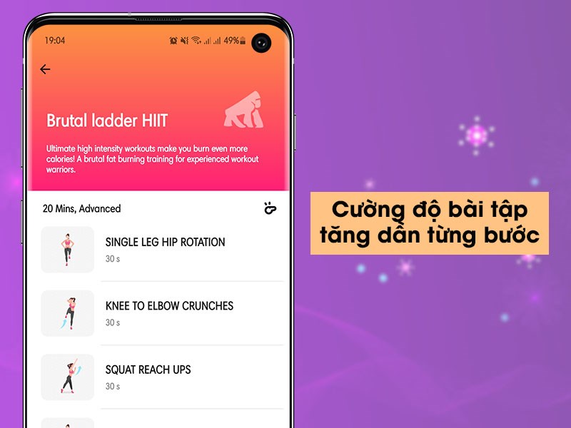 Cường độ bài tập tăng dần từng bước một