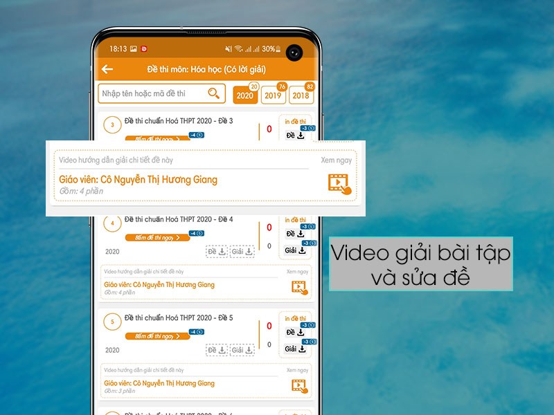 Hệ thống video giải bài tập và sửa đề của thầy cô