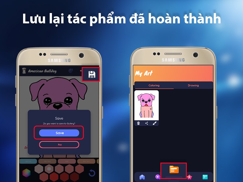 Dễ dàng lưu lại tác phẩm đã hoàn thành