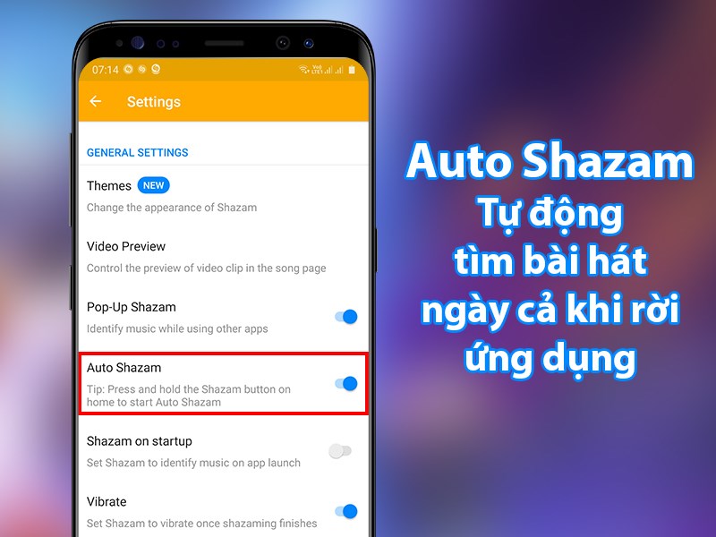Auto Shazam tự động t&igrave;m b&agrave;i h&aacute;t ngay cả khi bạn rời khỏi ứng dụng