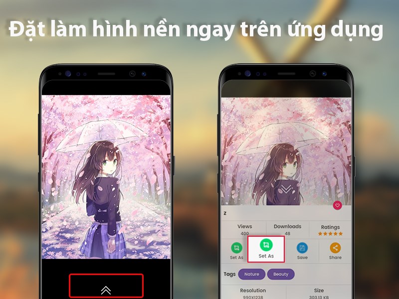 Đặt làm hình nên ngay trên ứng dụng