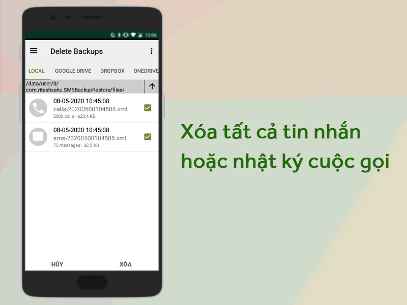 Xóa tất cả tin nhắn và nhật ký cuộc gọi