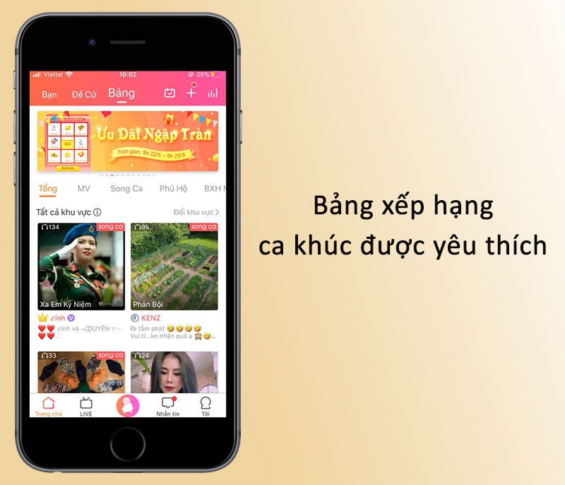 Bảng xếp hạng c&aacute;c ca kh&uacute;c được y&ecirc;u th&iacute;ch tr&ecirc;n ứng dụng NowKara