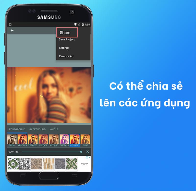 Chia sẻ ảnh với ứng dụng khác dễ dàng
