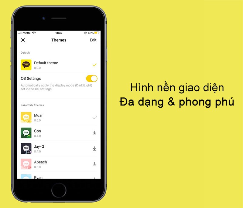 Giao diện phong phú trên ứng dụng KaKaoTalk