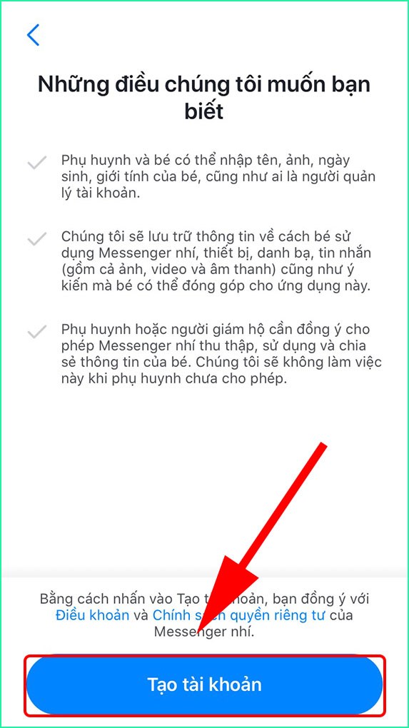 Tạo tài khoản Messenger cho trẻ trên ứng dụng Messenger Kids