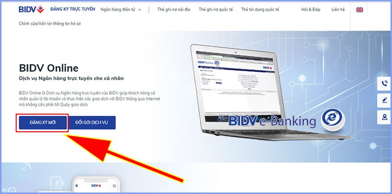 Đăng ký dịch vụ BIDV online trên website