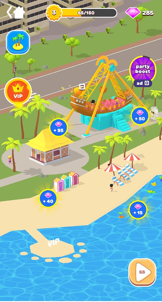 Xây dựng thành phố bên bãi biển, thu thập kim cương