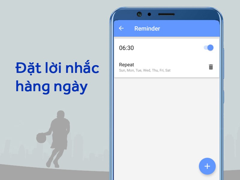 Đặt lịch nhắc nhở tập luyện h&agrave;ng ng&agrave;y