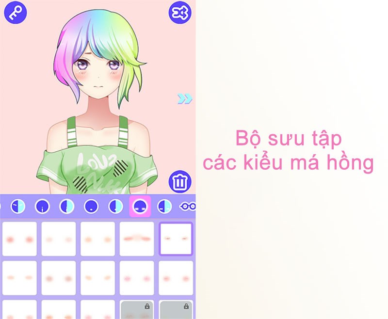 Bộ má hồng trên ứng dụng Cute Avatar Factory