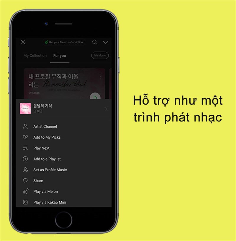 Trình phát nhạc trên ứng dụng KaKaoTalk