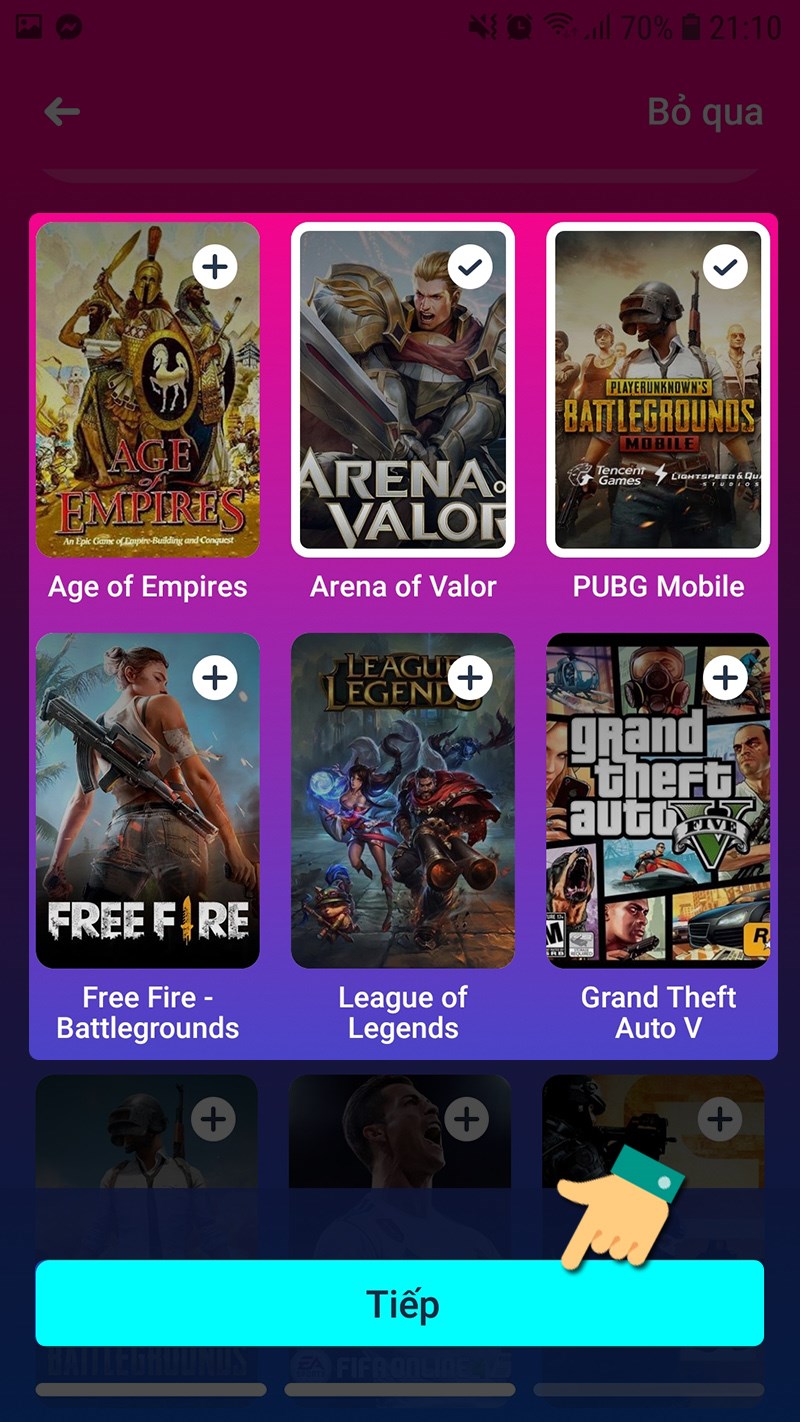 Chọn tr&ograve; chơi bạn muốn theo d&otilde;i.