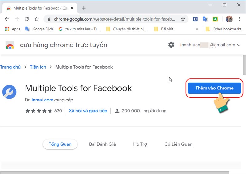 Tiếp theo nhấn Thêm vào Chrome