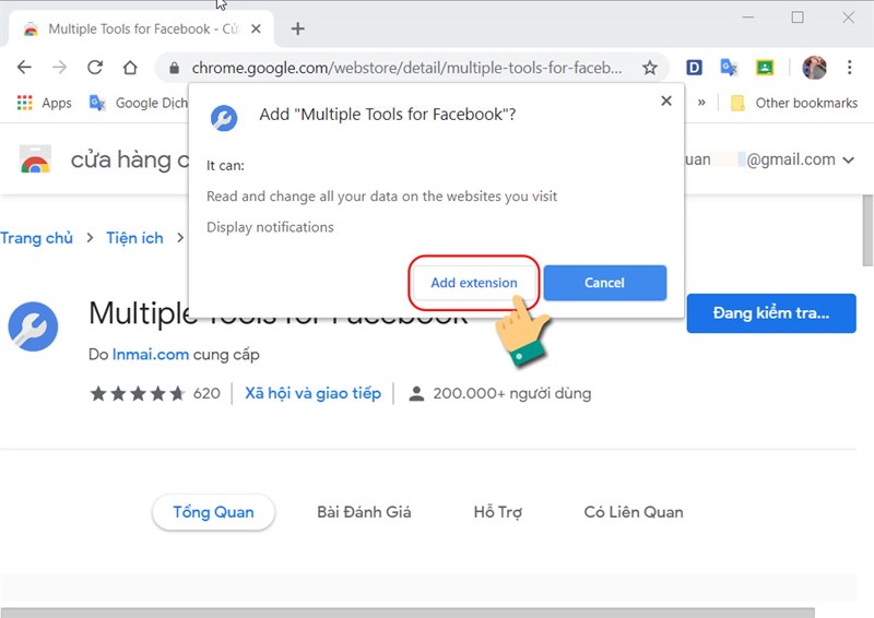 chọn Add axtension để tiếp tục.