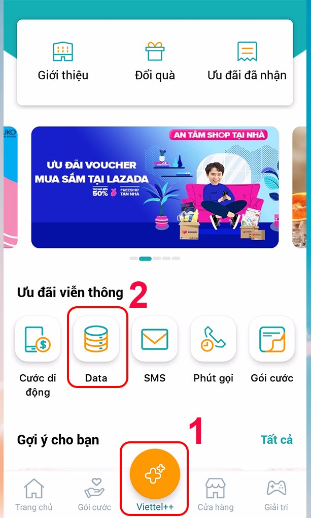 Bạn h&atilde;y chọn mục Viettel ++ tr&ecirc;n ứng dụng My Viettel, bạn h&atilde;y chọn Data để đổi điểm Viettel ++