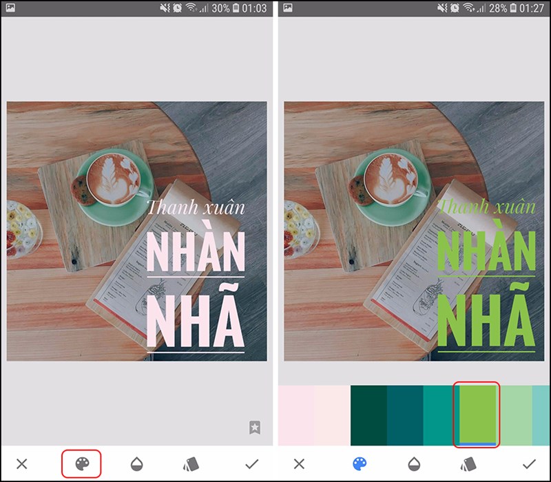 Chọn m&agrave;u chữ