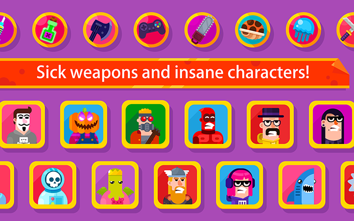 Các nhân vật khác nhau tương ứng với vũ khí cụ thể
