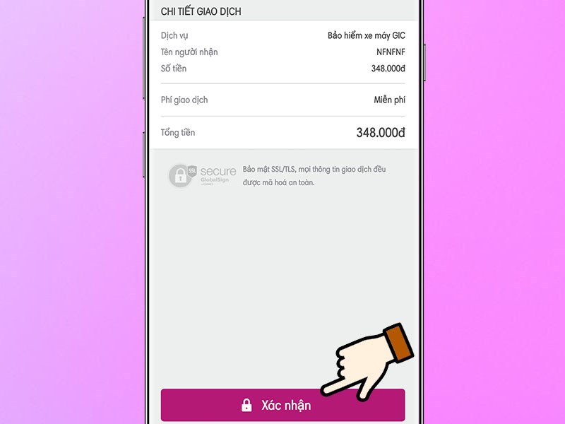 x&aacute;c nhận để thanh to&aacute;n