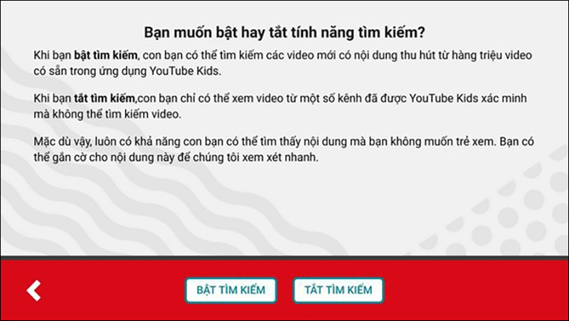 Bật, tắt chức năng t&igrave;m kiếm tr&ecirc;n Youtube Kids