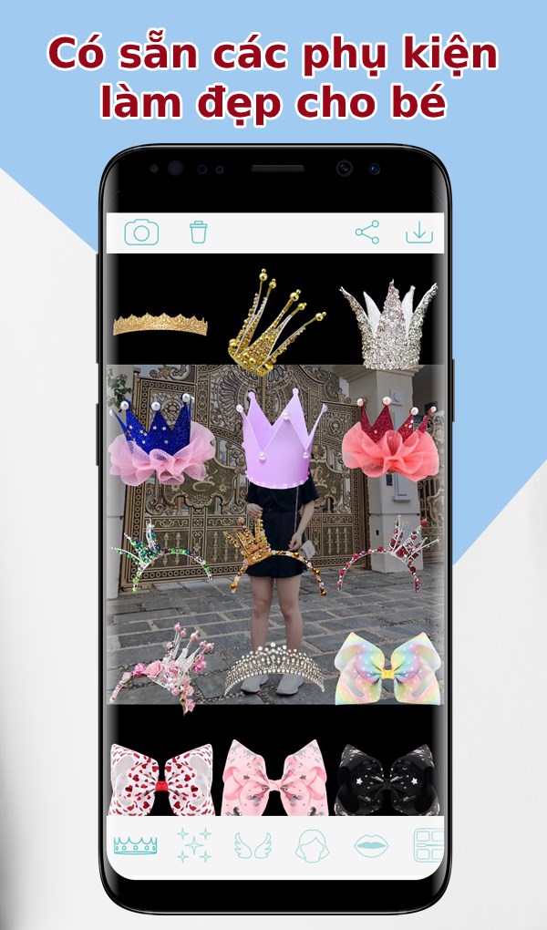 C&oacute; sẵn c&aacute;c phụ kiện l&agrave;m đẹp cho b&eacute;