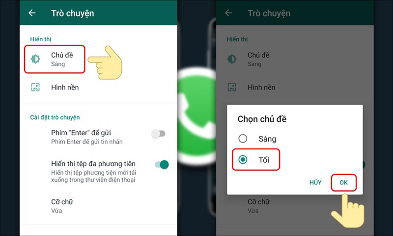 Thay đổi Chủ đề th&agrave;nh Tối