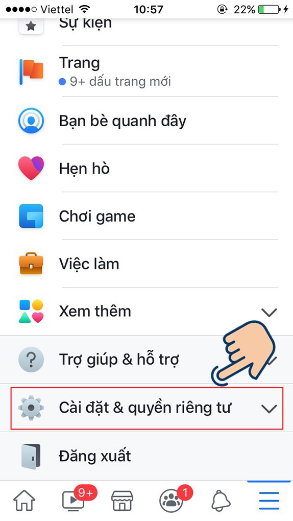 Sau đó bạn kéo và tìm đến Cài đặt và quyền riêng tư.