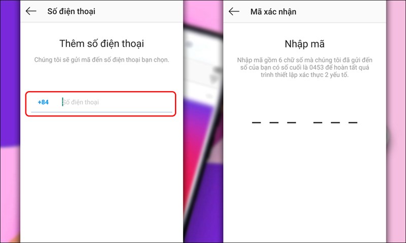 Nhập số điện thoại và mã xác nhận