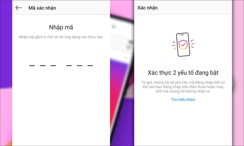 Nhập mã xác thực và hoàn tất